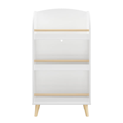 Bookshelf 3 Tier Book Organizer With Toy Storage - White