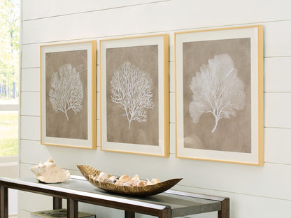 Hendridge - Wall Art Set (Set of 3) - Taupe / White