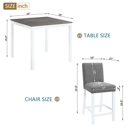 5 Piece Counter Height Table Set With 4 Chairs