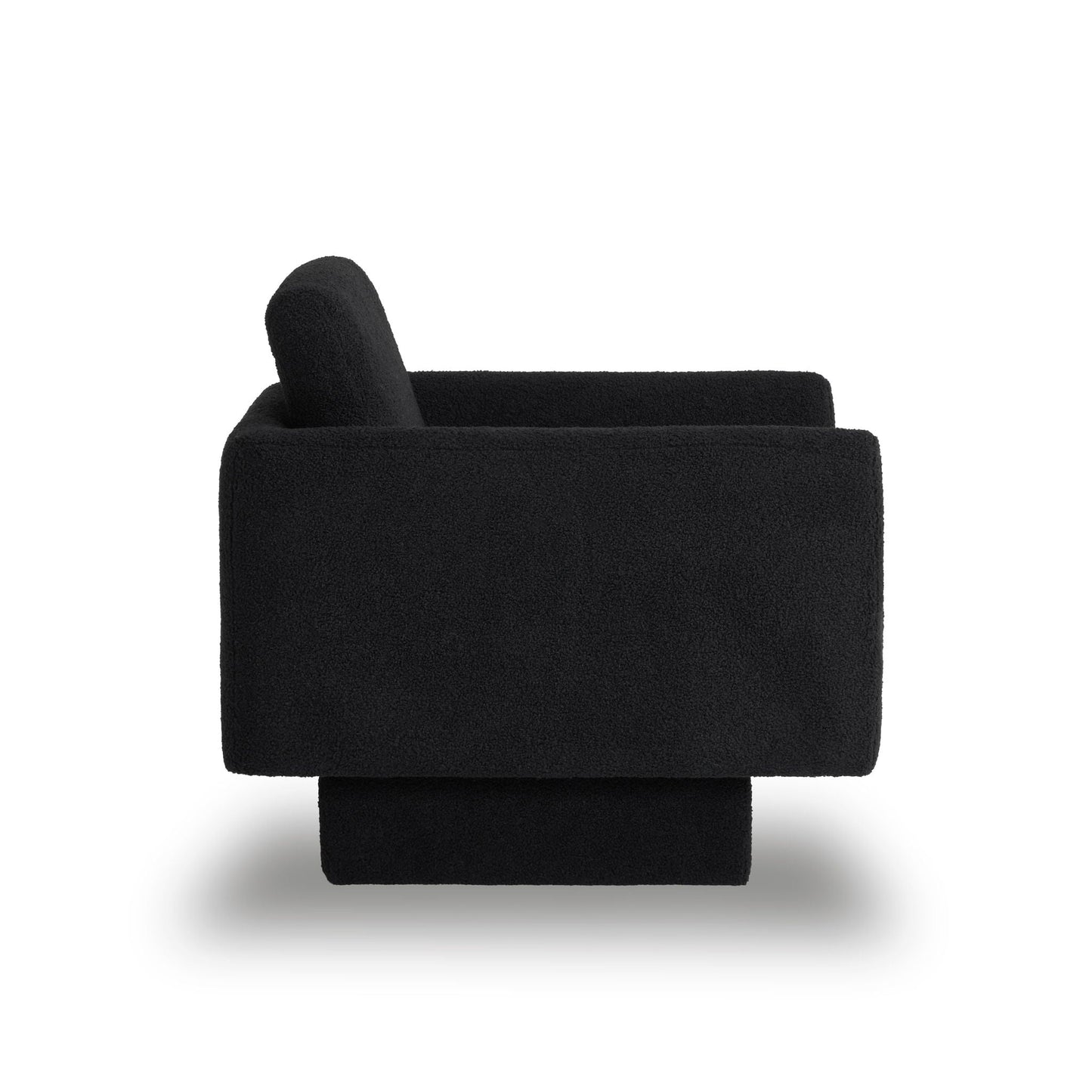 360° Modern Swivel Accent Chair Round Armchair, Thick Padded Single Lounge Sofa Upholstered Comfy - Black