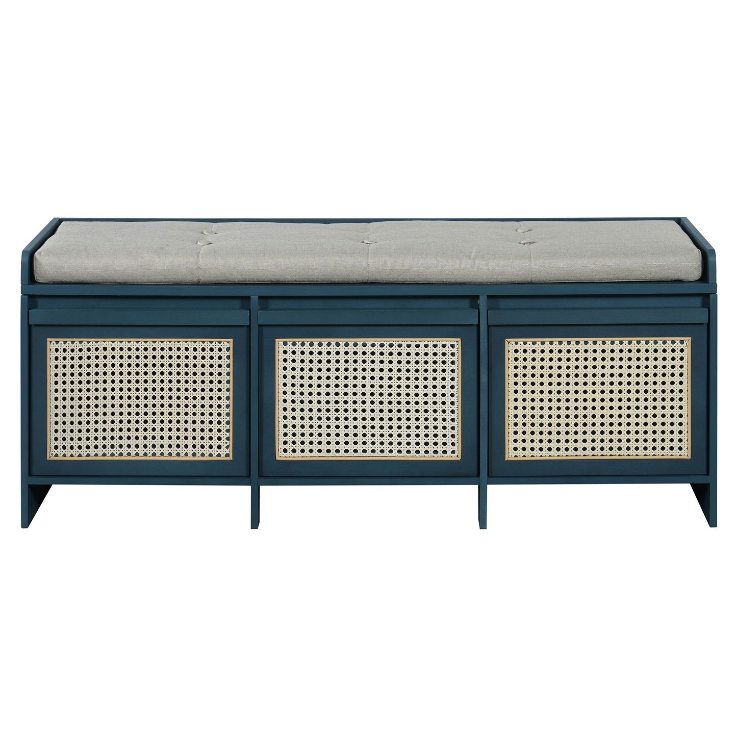 Entryway Shoe Bench With Drawers & Button Tufted Cushion