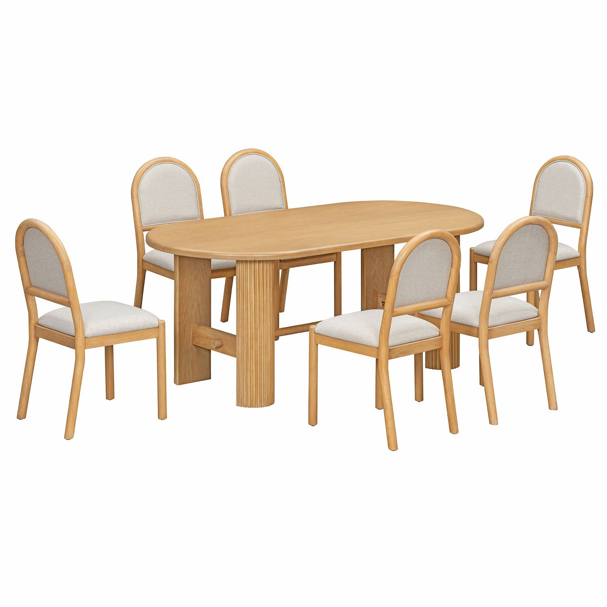 Oval Dining Table Set For 6 With 6 Upholstered Chairs