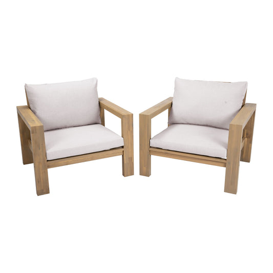 Stylish Outdoor Chair Set With Cushions For Garden (Set of 2)