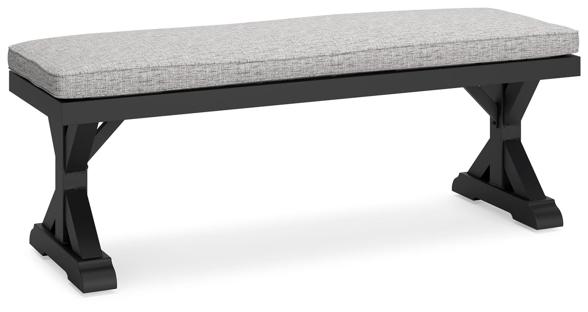 Beachcroft - Bench With Cushion - Black / Light Gray