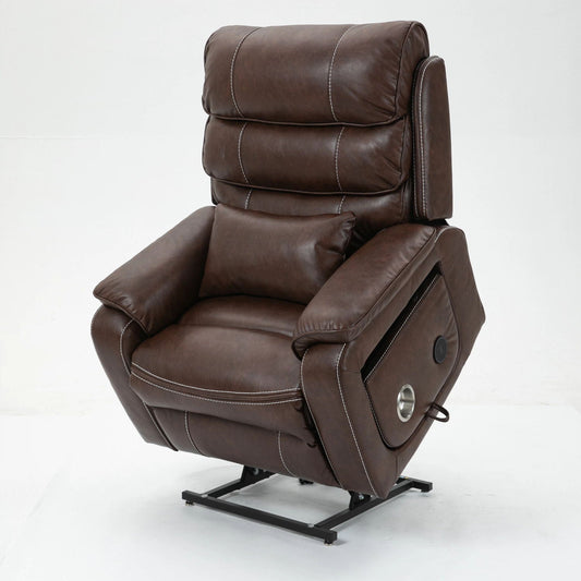 180 Degree Recliner Chair With Wireless Charging, Lumbar Support, And Dual Motor Lift - Brown