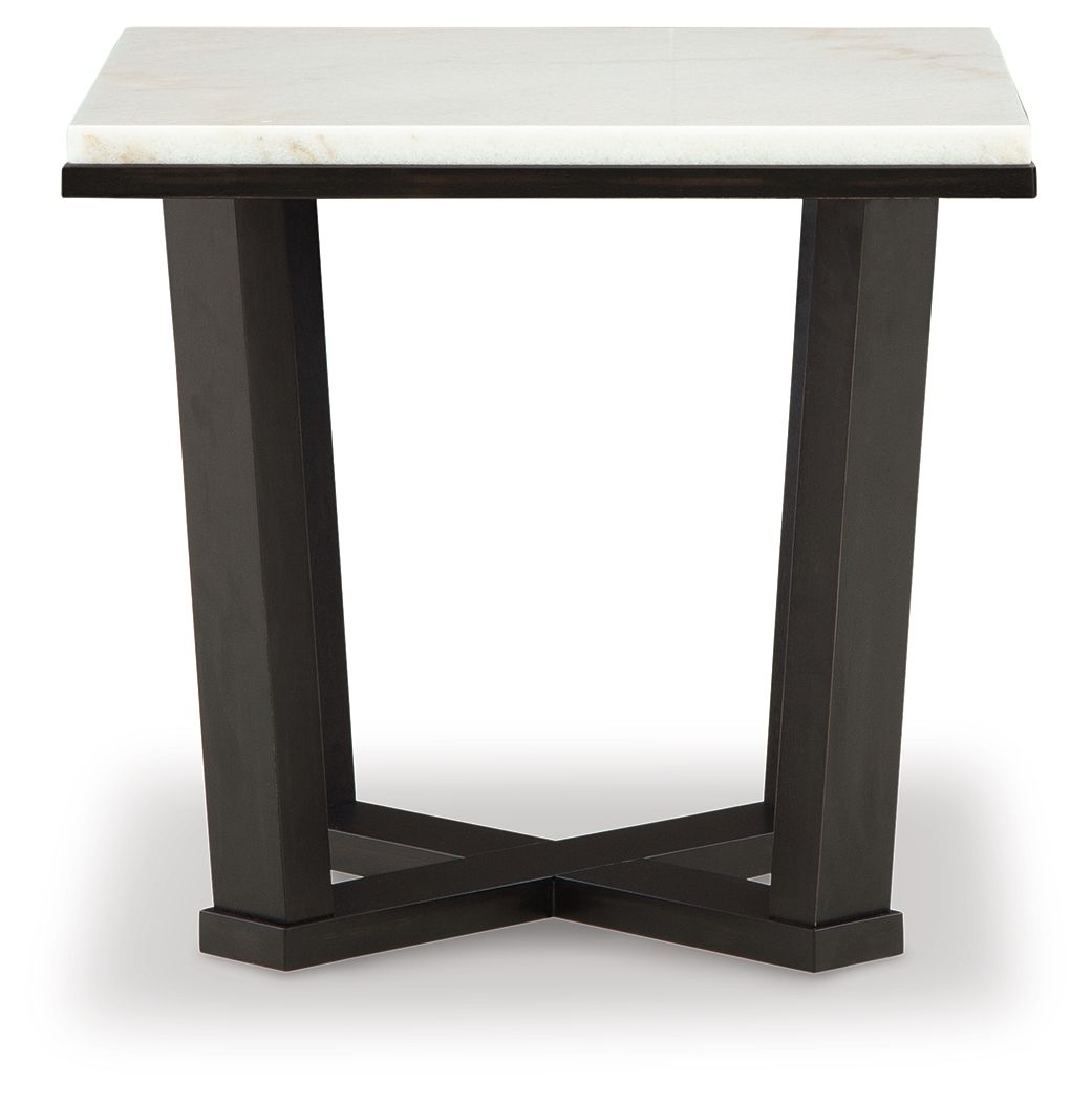 Fostead - White / Espresso - Square End Table