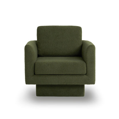 360° Modern Swivel Accent Chair Round Armchair, Thick Padded Single Lounge Sofa Upholstered Comfy - Green