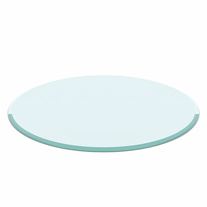 36" Round Tempered Glass Table Top Black Glass Thick Beveled Polished Edge