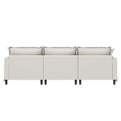 3 Seat Sofa Module For Modular Sectional Wide Seat Cloud Couch With Throw Pillows Upholstered - Beige