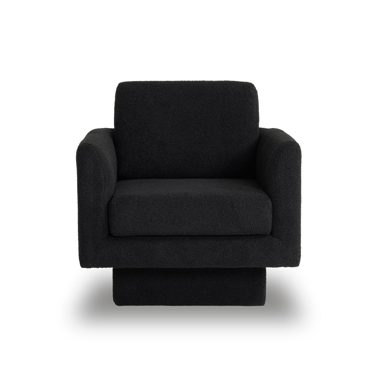 360° Modern Swivel Accent Chair Round Armchair, Thick Padded Single Lounge Sofa Upholstered Comfy - Black