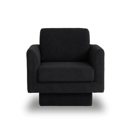 360° Modern Swivel Accent Chair Round Armchair, Thick Padded Single Lounge Sofa Upholstered Comfy - Black