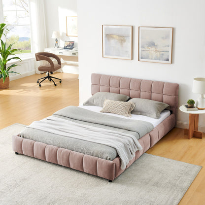 Modern Platform Bed Frame With Thick Fabric
