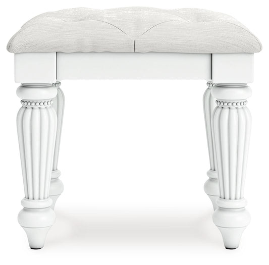 Kozlani - Vanity Upholstered Stool - White