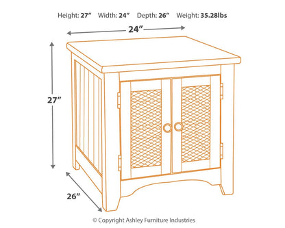 Wystfield - White/brown - Rectangular End Table - 2-doors