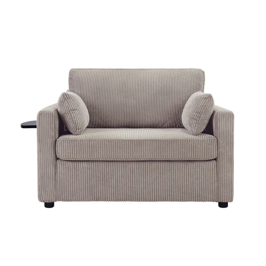 Sleeper Sofa With Foldable Mattress, USB Ports, Side Table & Storage Pocket