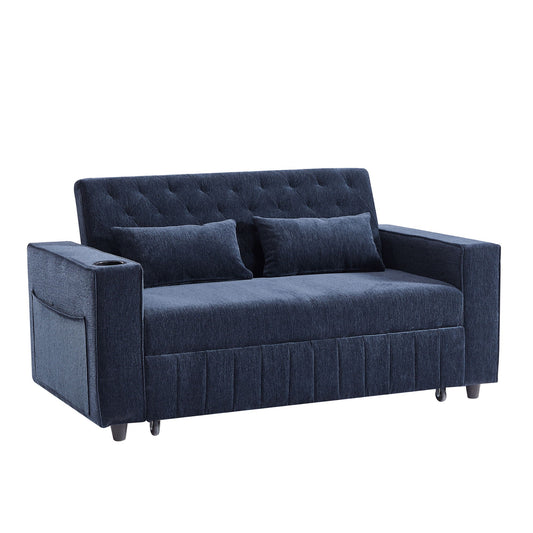 Pull-Out Sofa Bed Convertible Couch With Adjustable Backrest For Living Room