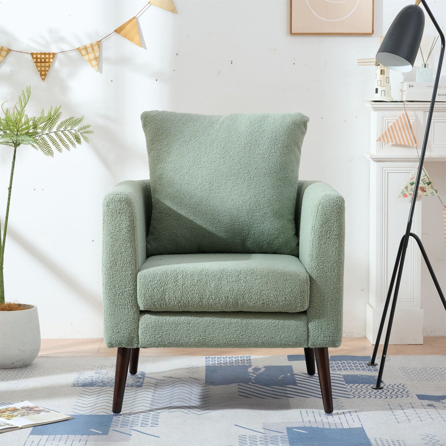 Modern Accent Upholstered Armchair With Pillow