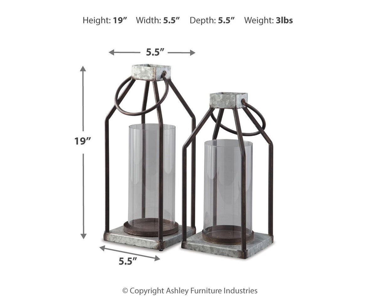 Diedrick - Indoor/Outdoor Lantern Set (Set of 2) - Gray / Black