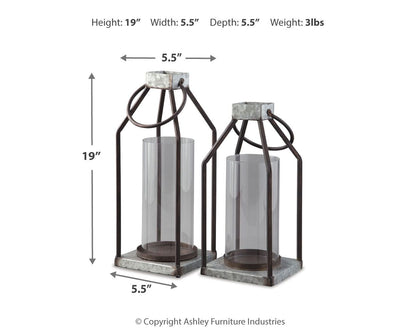 Diedrick - Indoor/Outdoor Lantern Set (Set of 2) - Gray / Black