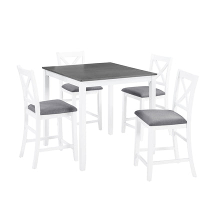 5 Piece Counter Height Dining Table Set With 4 Chairs