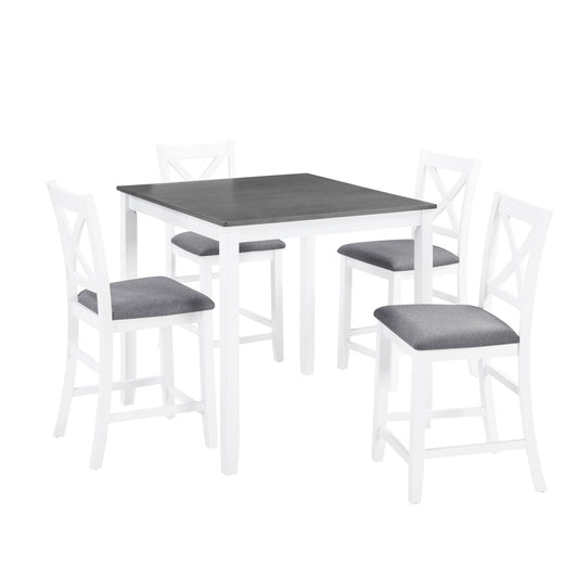 5 Piece Counter Height Dining Table Set With 4 Chairs