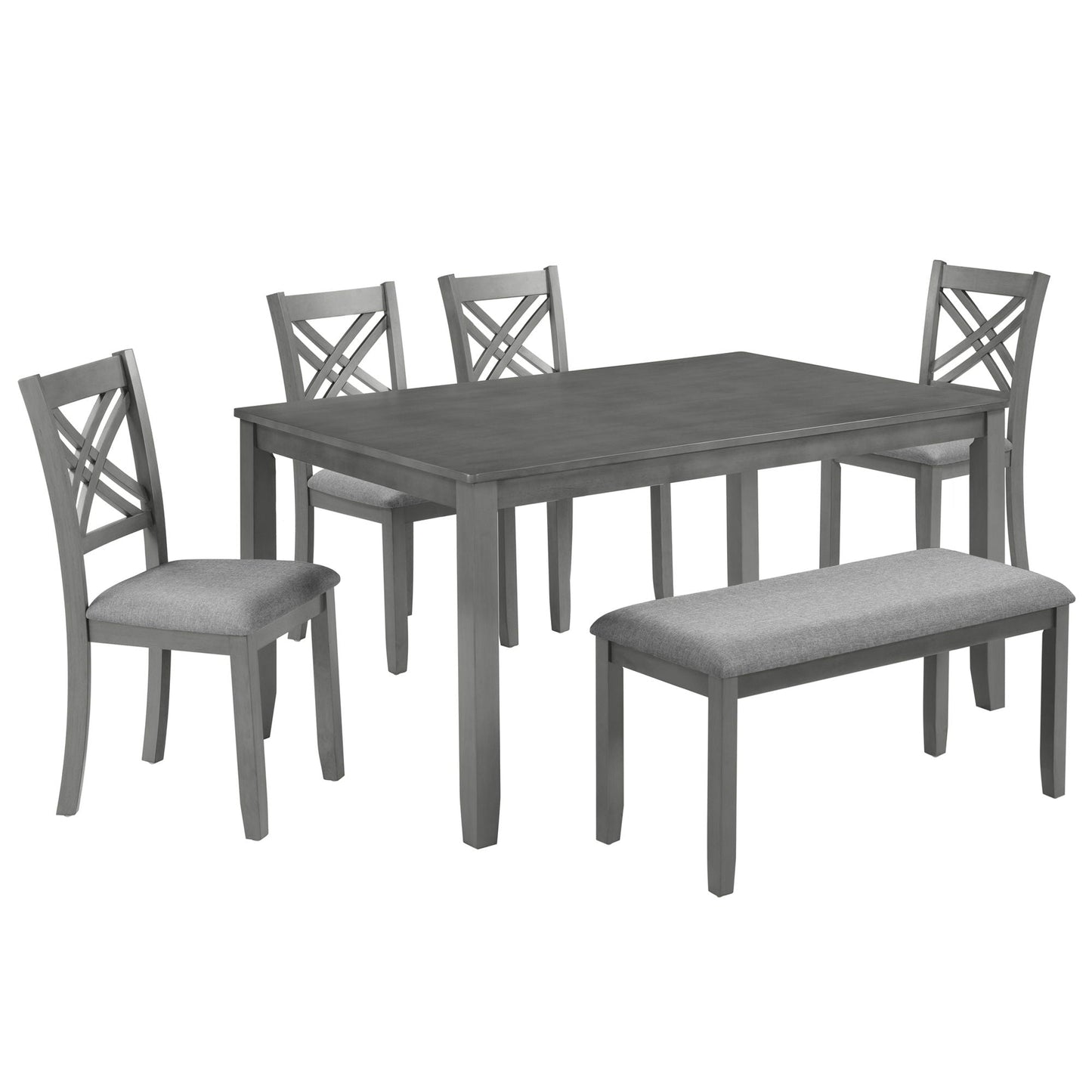 Kitchen Dining Set, Rectangular Dining Table & Upholstered Chairs
