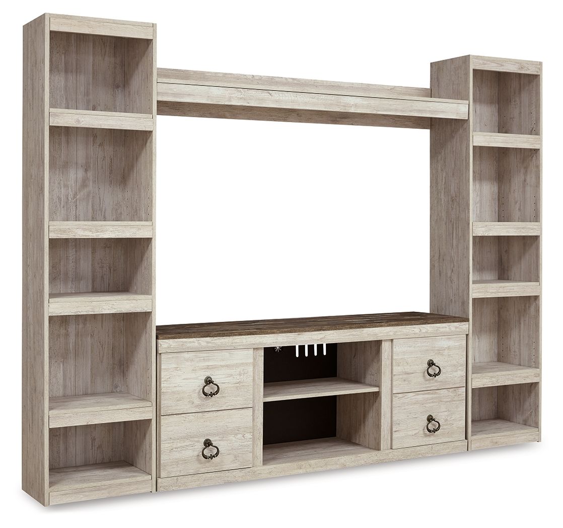 Willowton - 4-Piece Entertainment Center - Whitewash