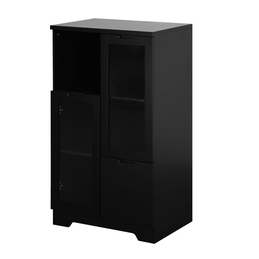 Modern Cabinet With Glass Doors And Drawer