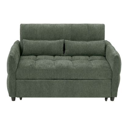 Loveseat Sofa Pull-Out Bed With Adjustable Backrest, 3 USB Ports And 2 Lumbar Pillows For Living Room