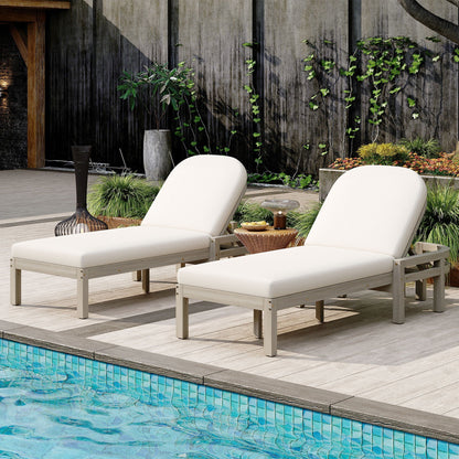 Outdoor Chaise Lounge With 5 Position Adjustable Backrest (Set of 2)