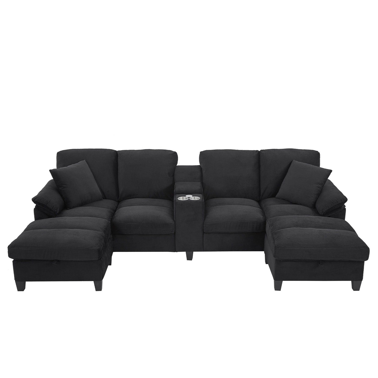 Modern U-Shaped Sectional Sofa With Storage Ottomans