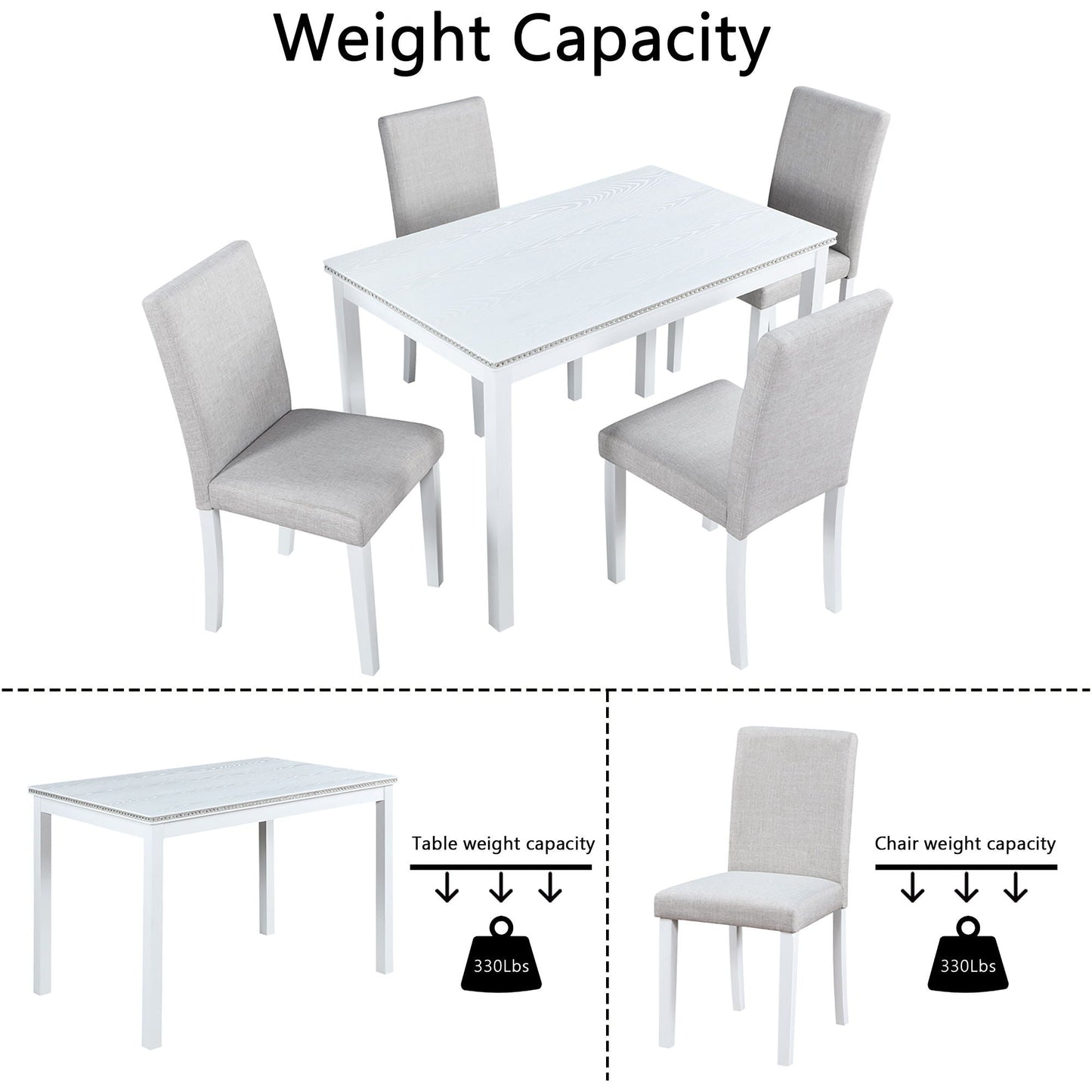 Dining Table Set With Crystal Decoration And Upholstered Chairs