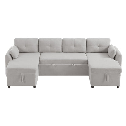 U-Shaped Sectional Sofa Bed With Storage And USB Ports