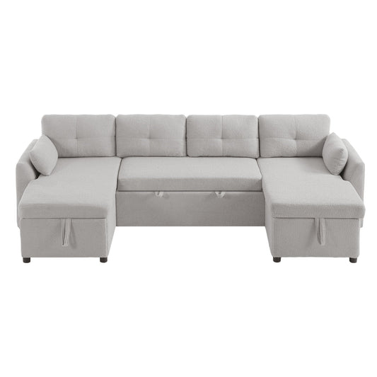 U-Shaped Sectional Sofa Bed With Storage And USB Ports