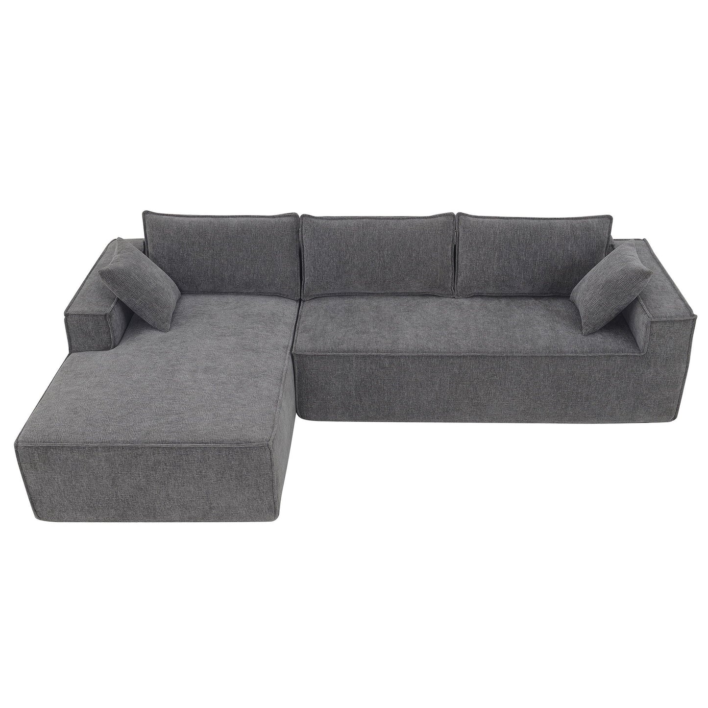 2 Pices Free Combination Minimalist Style Modular Sectional, Wrinkle Resistant Couch Set L Shaped Compressed Sofa For Living Room - Gray