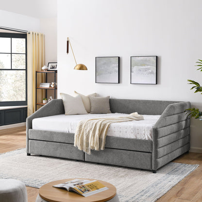 Elegant Daybed With Trundle Upholstered Tufted Sofa Bed