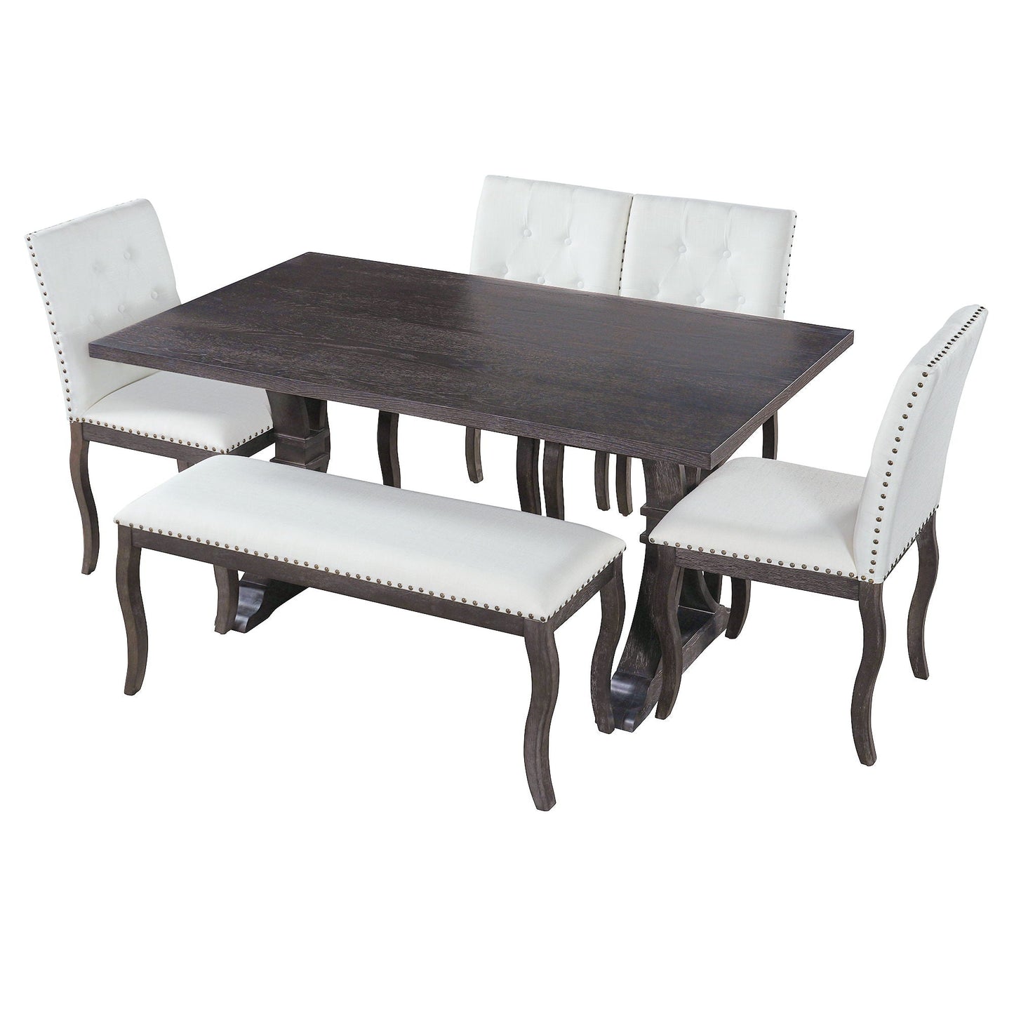 Dining Set With Bench, 6 Piece