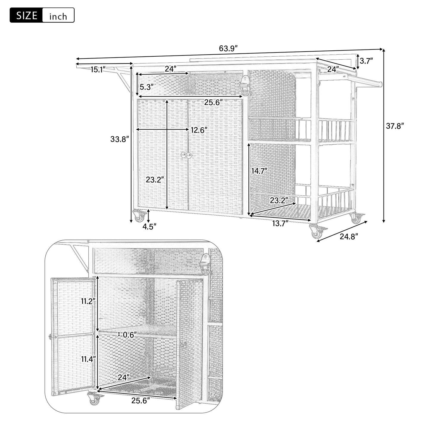 Outdoor Kitchen Island With Storage, Cooking Station, Grill Cart, Foldable Tabletop, And Bottle Opener - Dark Brown