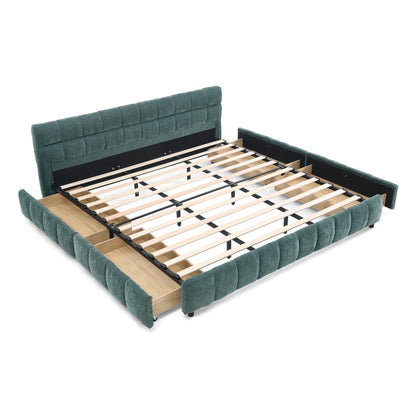 Modern Platform Bed Frame With Thick Fabric