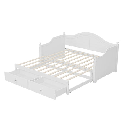 Daybed With Extendable Trundle And Storage Drawers