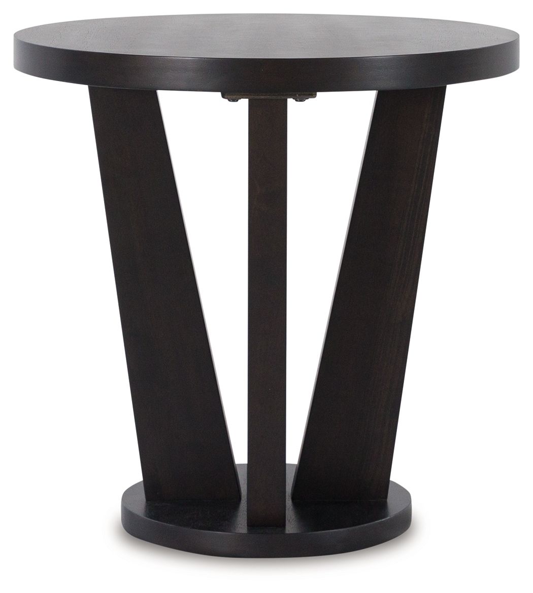 Chasinfield Dark Brown Round End Table