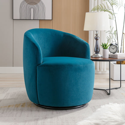 Swivel Accent Armchair Barrel Chair With Powder Coating Metal Ring