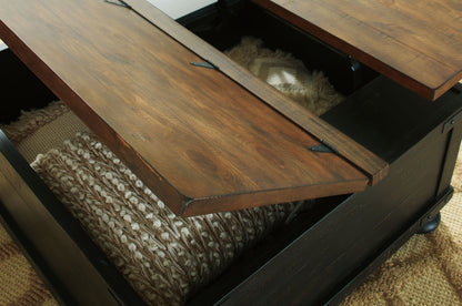 Valebeck - Lift Top Cocktail Table - Black / Brown