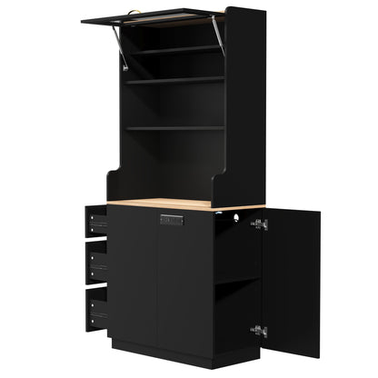 Pantry Cabinet With Hydraulic Flip Top And USB Charging Port