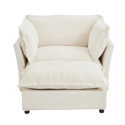 Modern Armchair Sofa With Movable Ottoman