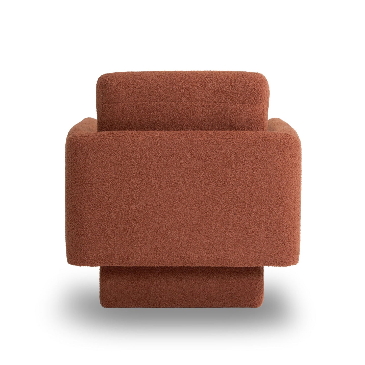 360° Modern Swivel Accent Chairs Round Armchair, Thick Padded Lounge Sofa Upholstered Comfy (Set of 2) - Brick Red