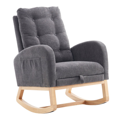 Accent Rocking Chair With Footrest, High Back