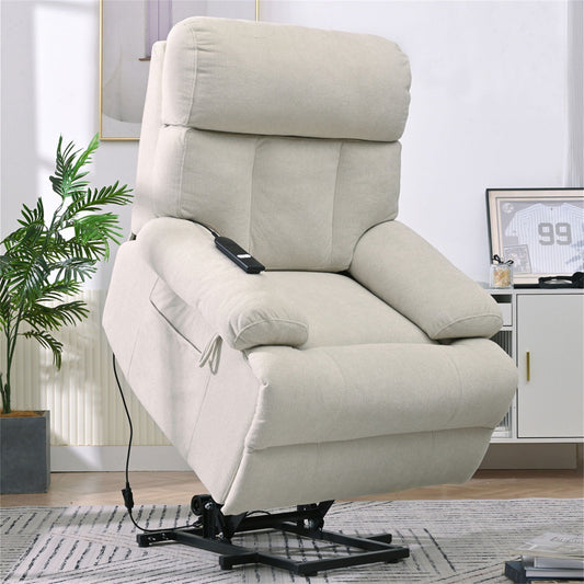 Oversized Power Lift Recliner Chai With Remote Control, Side Pocket, Spacious Seat