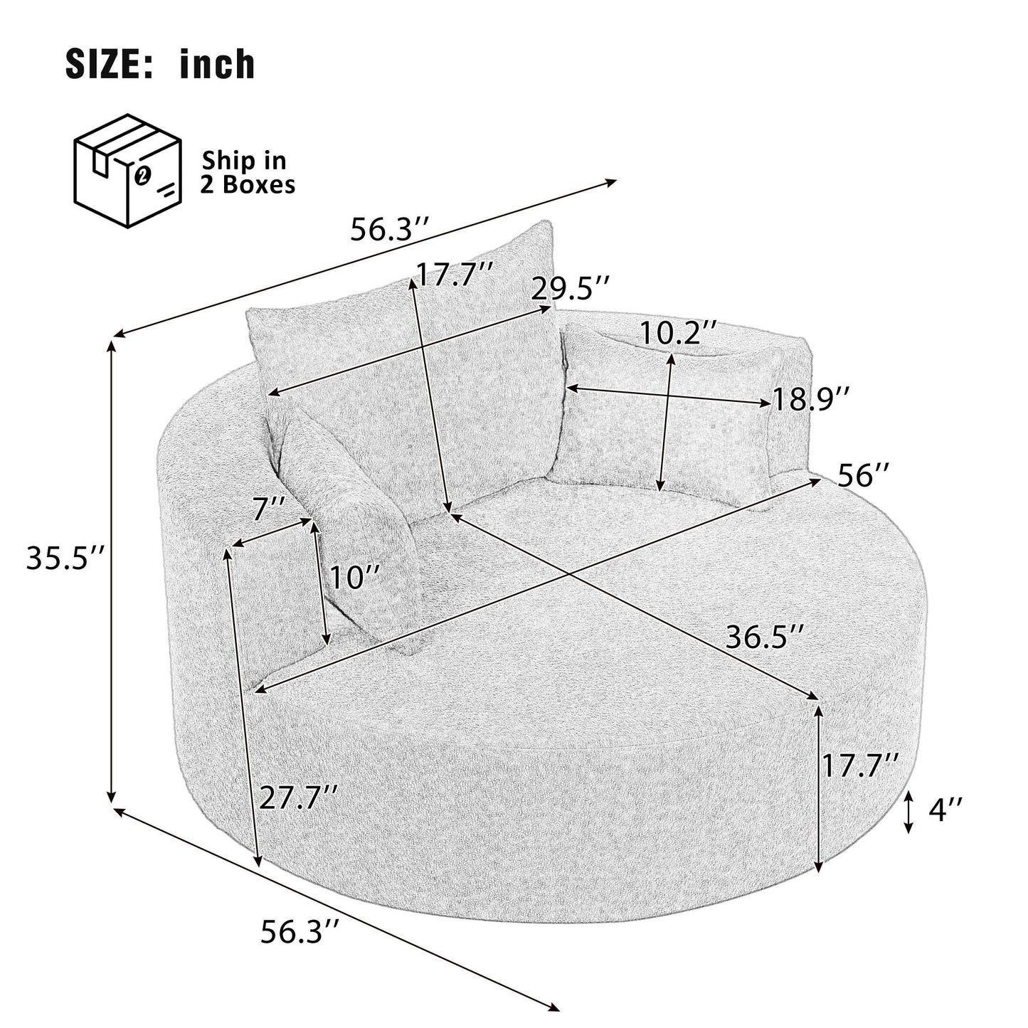 360° Swivel Chair Accent Barrel Chair With Removable Pillows