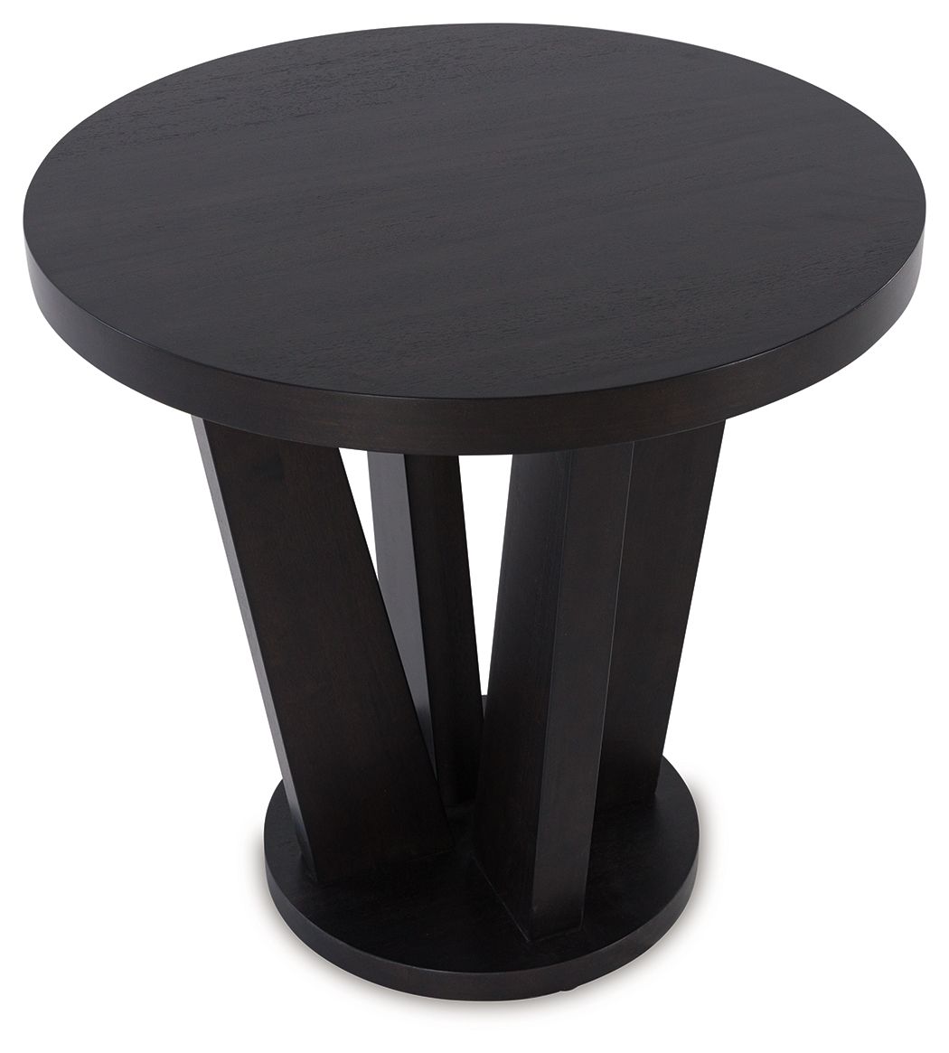 Chasinfield Dark Brown Round End Table